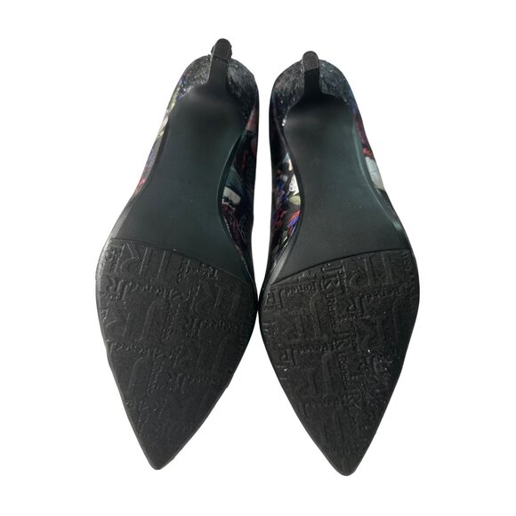 J Renee Butterfly Heels Print Glitter Pointy Toes Black Blue Purple Size 8 - Picture 7 of 8